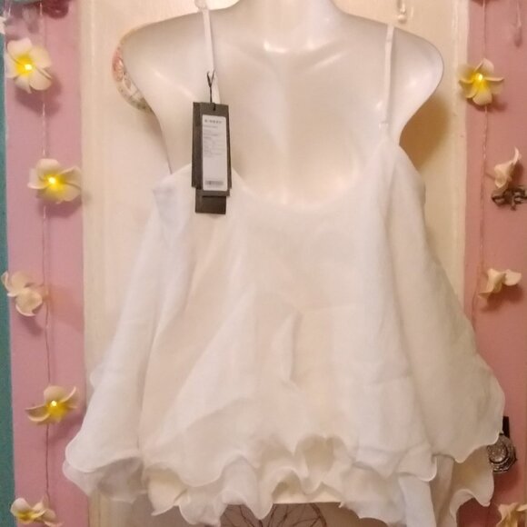 S. Deer (M) Ribbed Iridescent Ruffle Camisole Tank - Picture 3 of 8